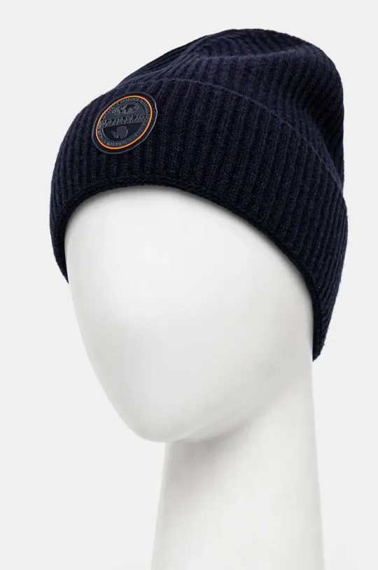 Napapijri wool beanie F-Singine Cap navy blue color NP0A4I861761