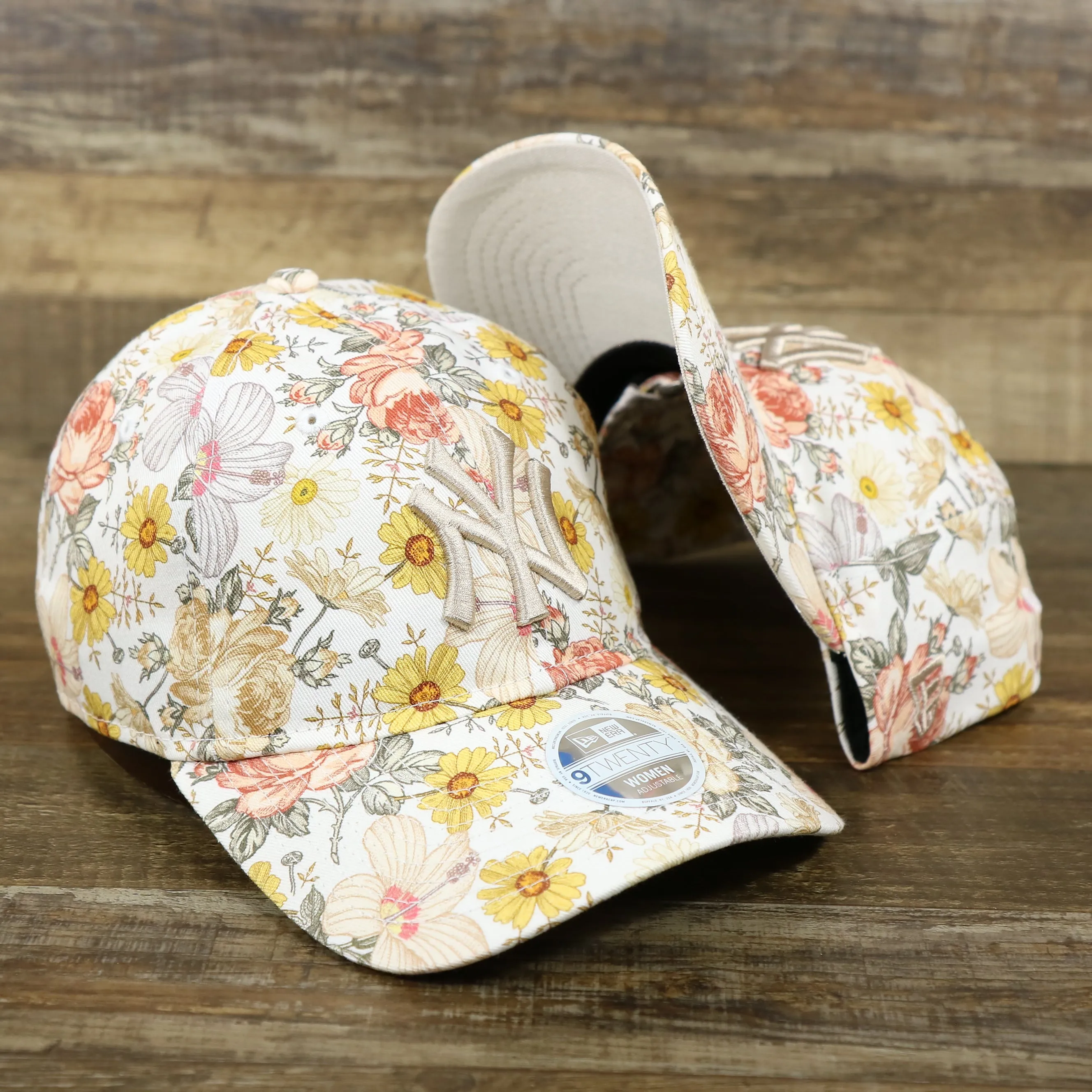 New York Yankees Women's All Over Sunflower Rose Floral Fall Flower Bloom Print Ladies' Ball Cap