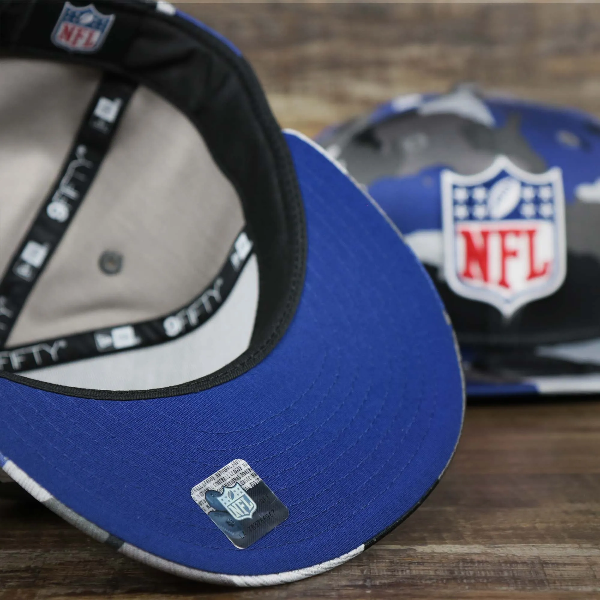 NFL Logo OnField Summer Training 2022 Camo 9Fifty Snapback | Royal Blue Camo 9Fifty