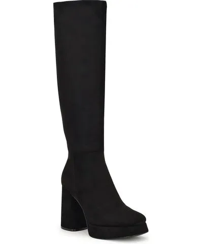 Nine West VADDA2 Womens Faux Suede Block heel Knee-High Boots