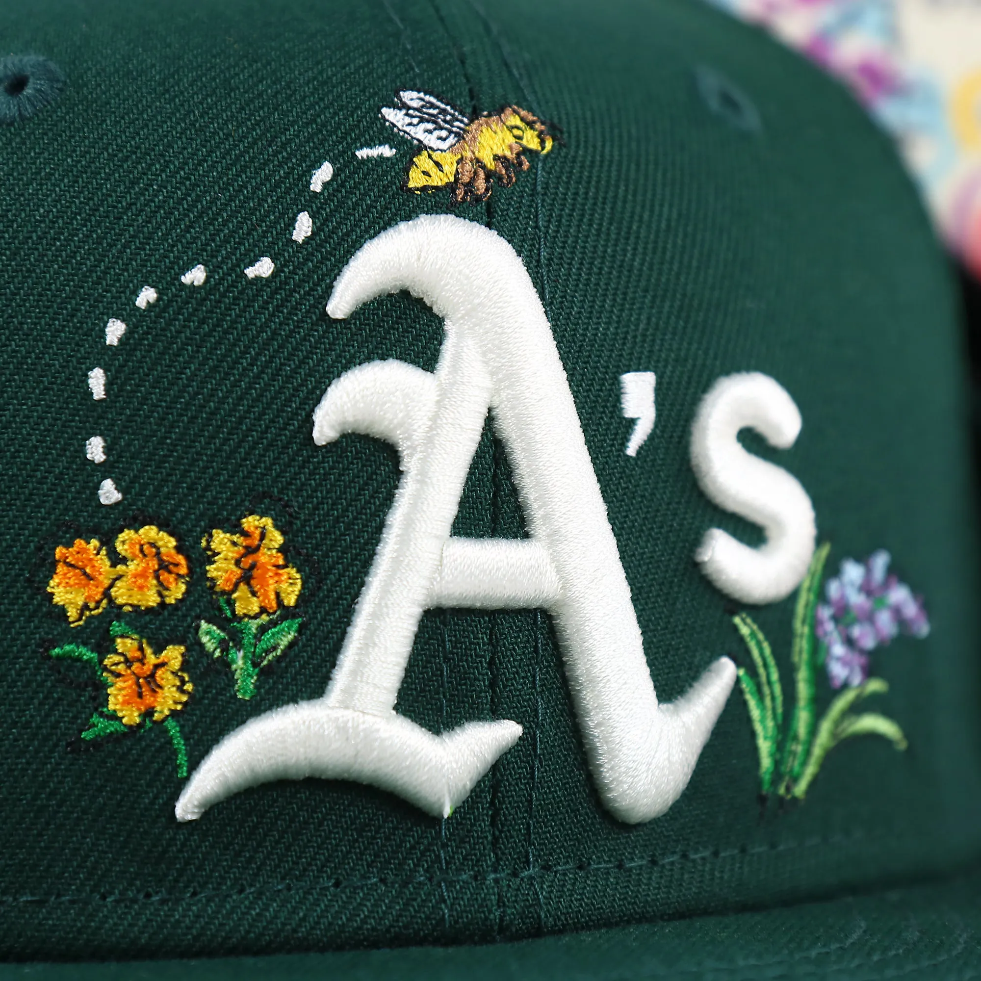 Oakland Athletics Floral Print Undervisor Spring Embroidery 59Fifty Fitted Cap | Green 59Fifty Cap