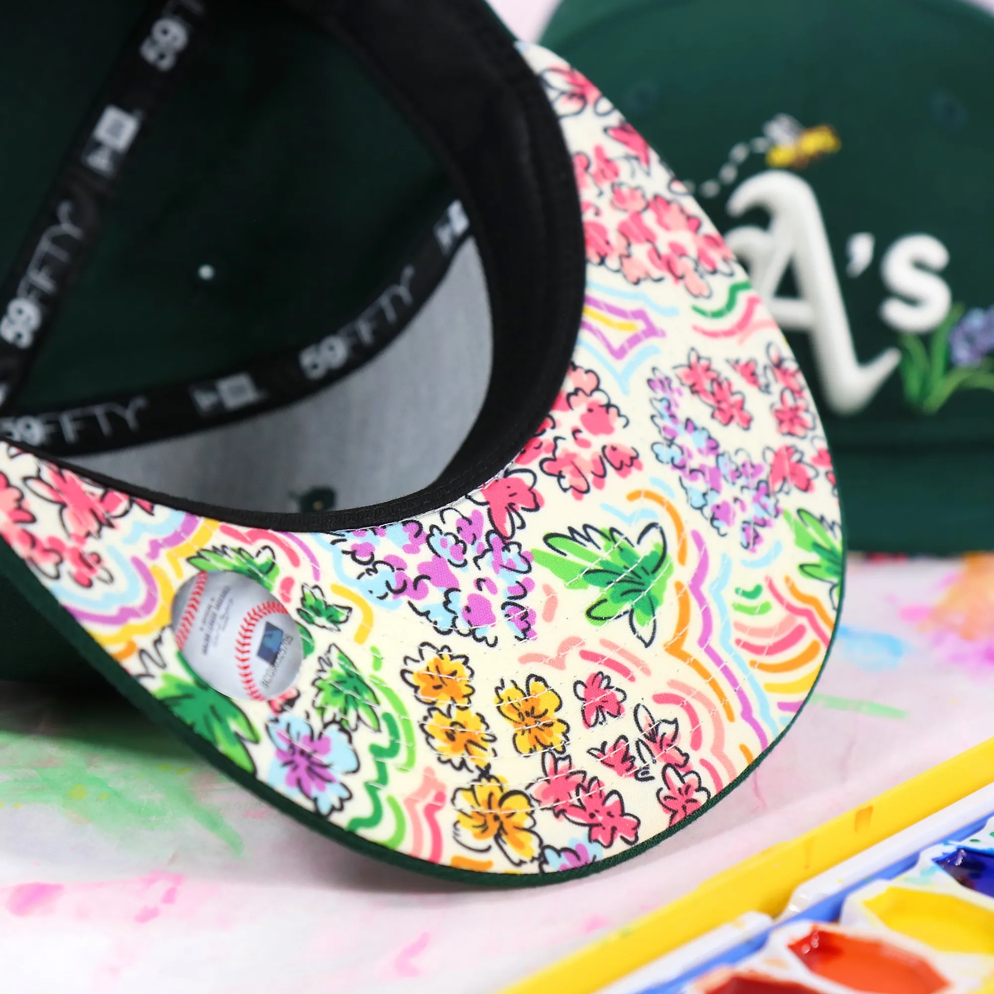 Oakland Athletics Floral Print Undervisor Spring Embroidery 59Fifty Fitted Cap | Green 59Fifty Cap