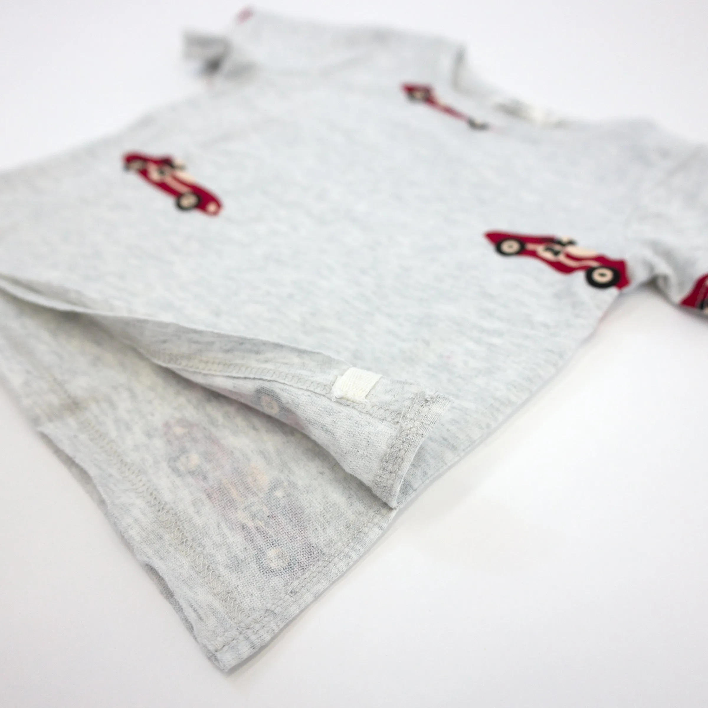 oh baby! Raw Edge Tee and Shorts Set - Racecar Print - Heather Gray