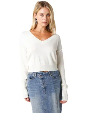 Olivaceous V-neck Sweater in Ivory