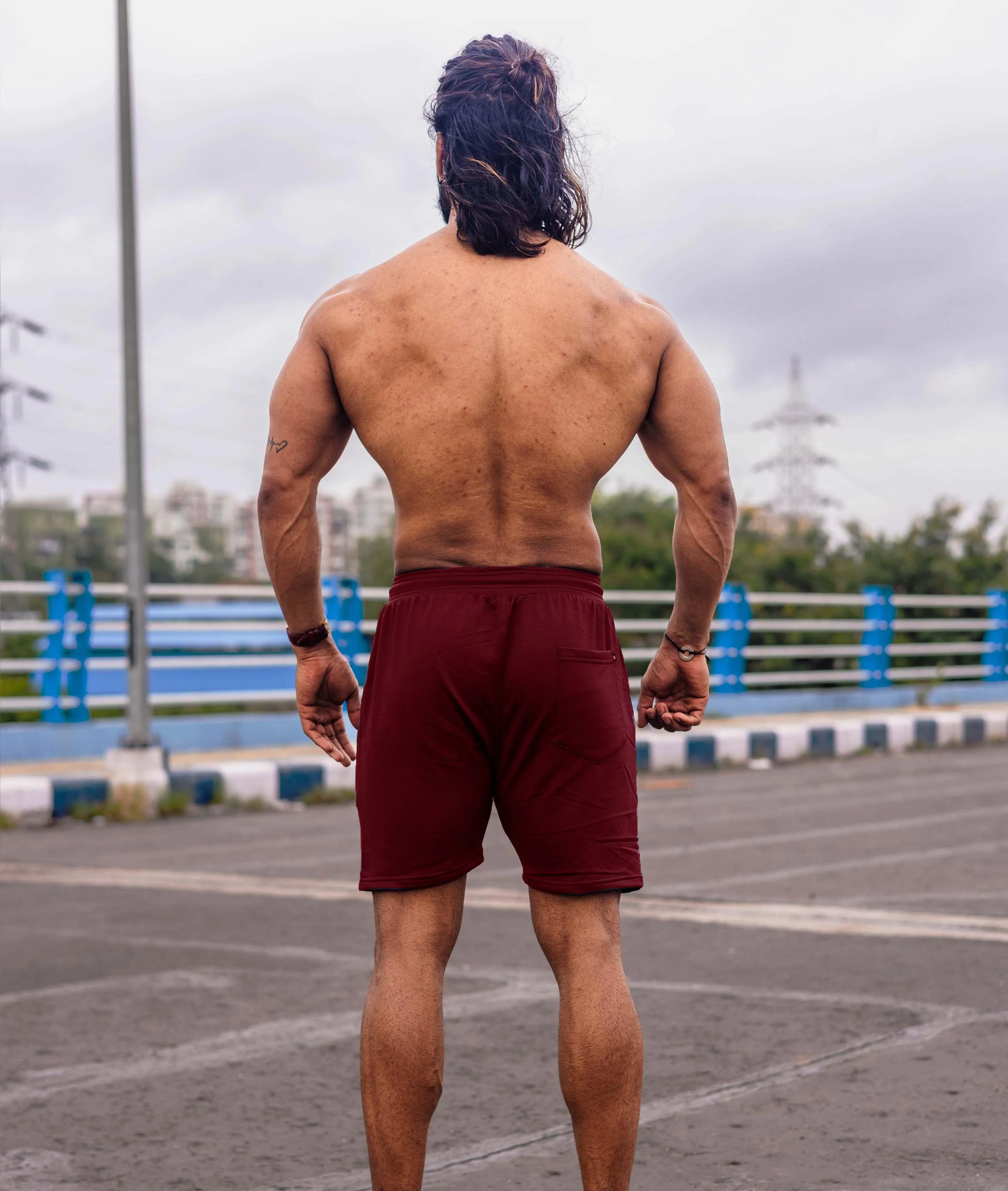 Oversized GymX Maroon Shorts: GymX 99 Fitness