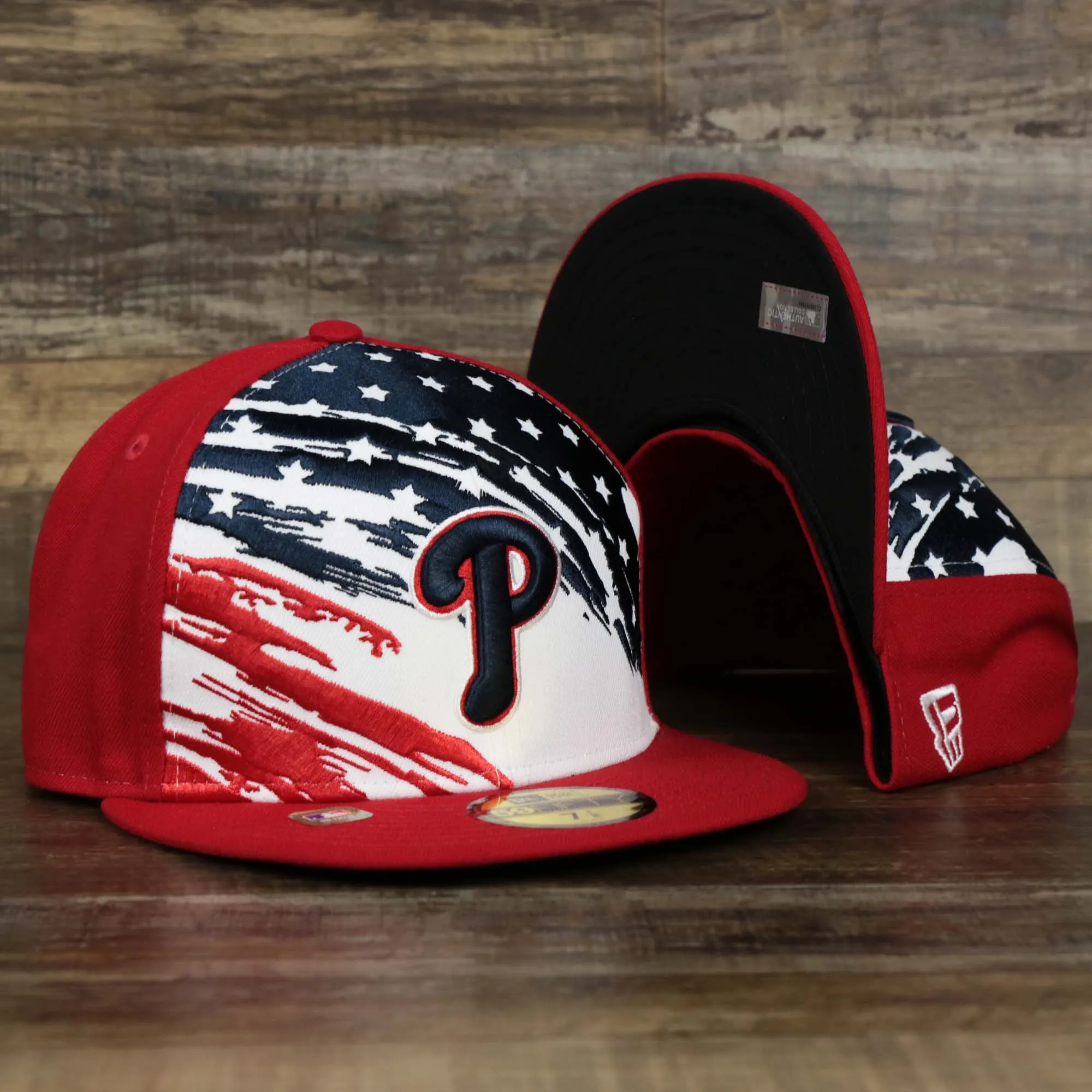 Philadelphia Phillies 2022 4th of July Stars And Stripes 59Fifty Fitted Hat | Red 59Fifty