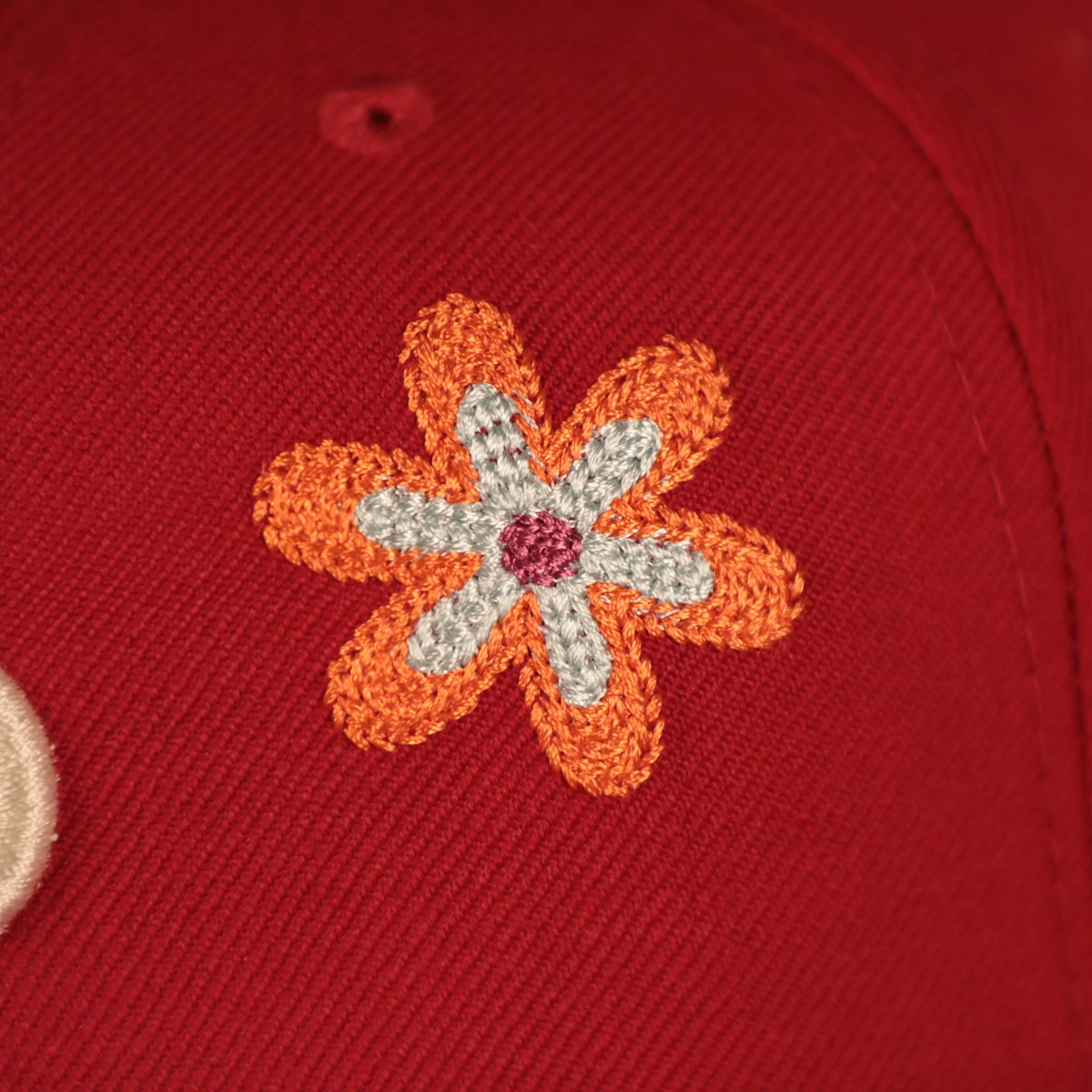 Philadelphia Phillies All Over Floral Pattern Flower Crotchet Side Patch Pink Bottom 59Fifty Fitted Cap