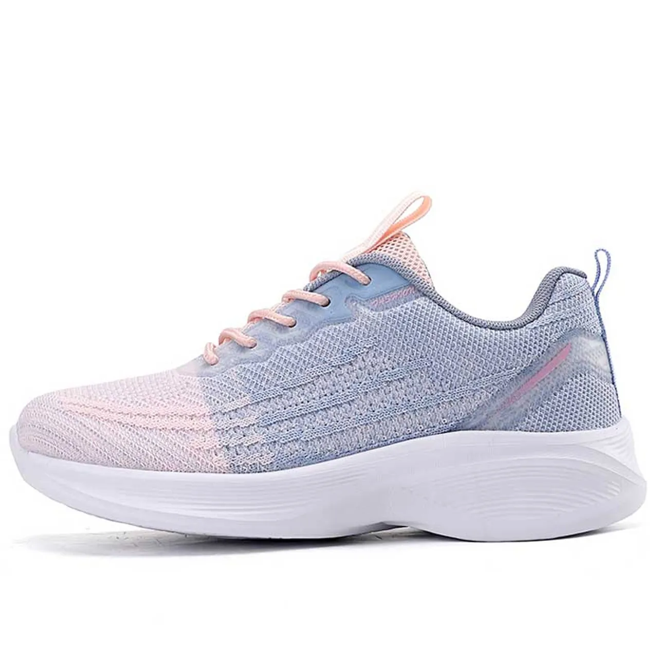 Pink flyknit stripe texture casual shoe sneaker