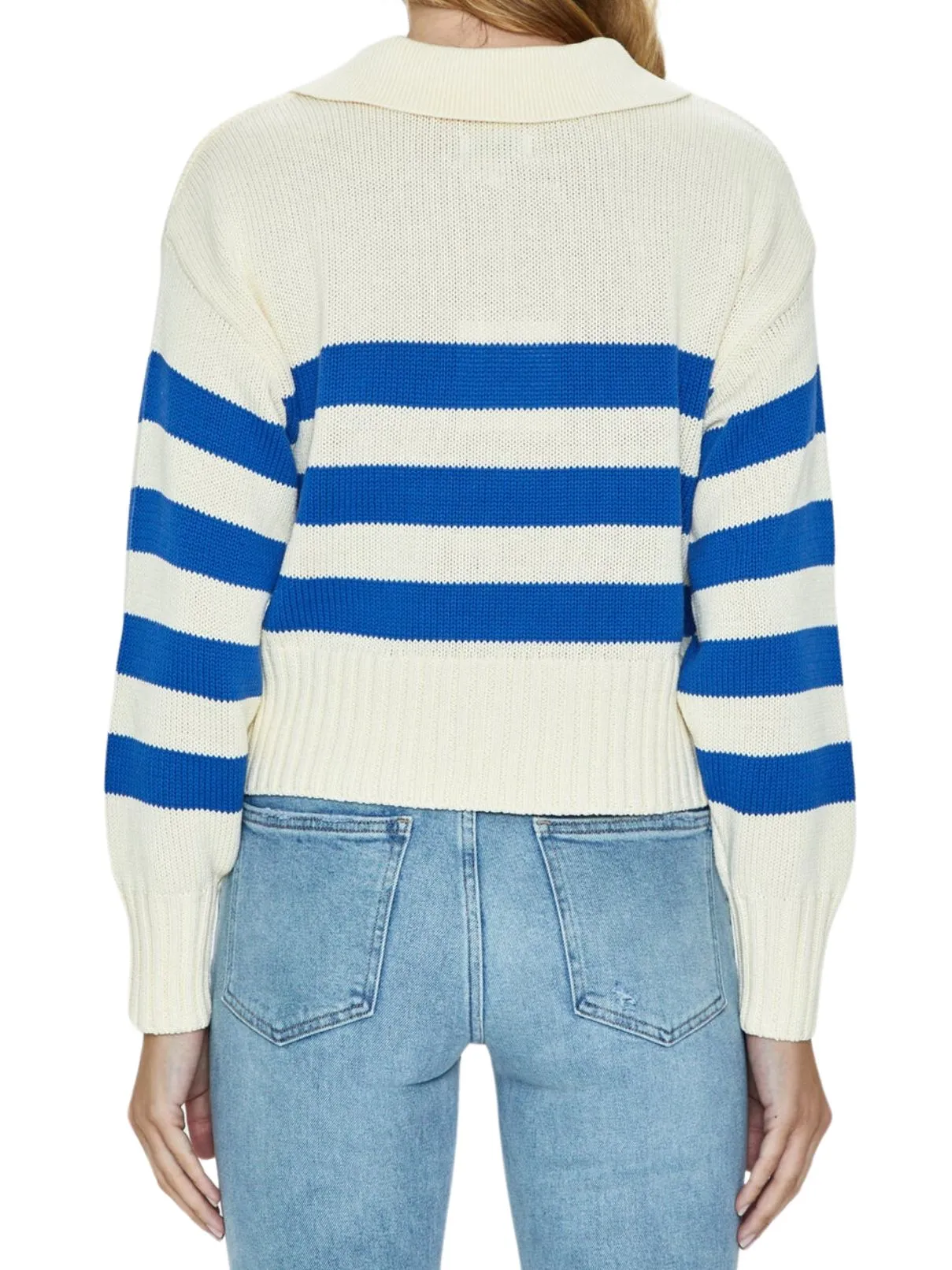 Pistola Arlo Stripe Polo Sweater in Ivory/Sea Stripe