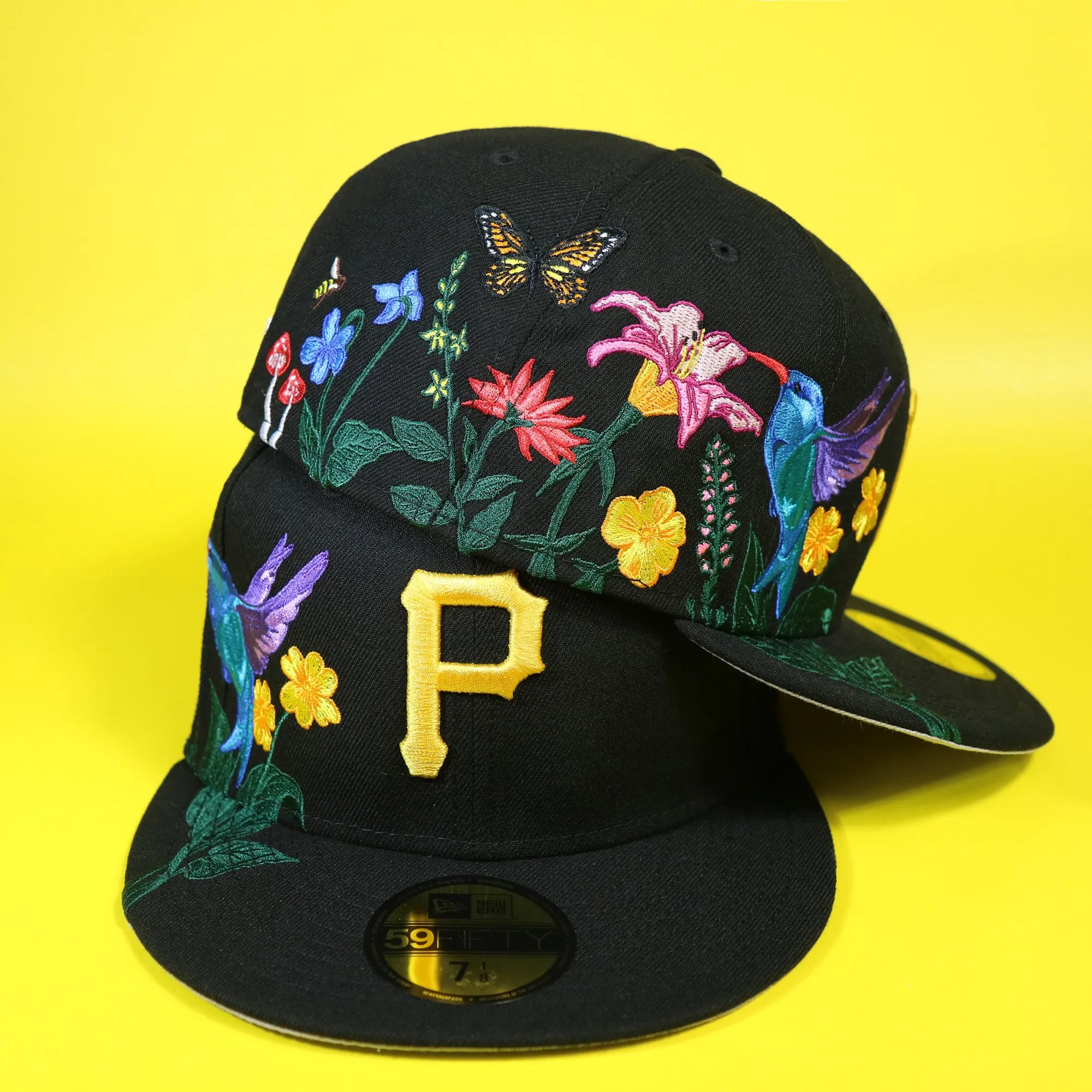 Pittsburgh Pirates Gray Bottom Bloom Spring Embroidery 59Fifty Fitted Cap | Black 59Fifty Cap