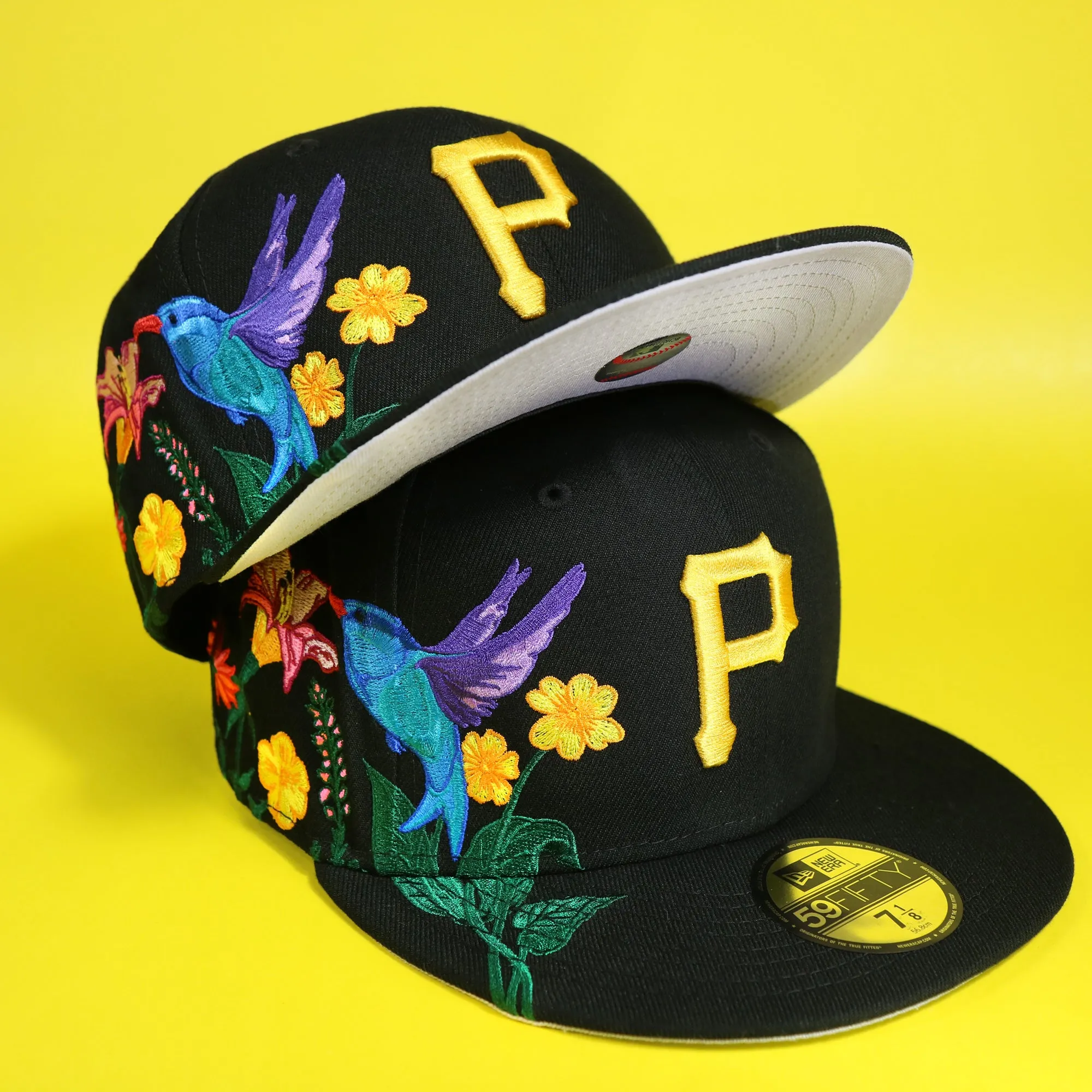 Pittsburgh Pirates Gray Bottom Bloom Spring Embroidery 59Fifty Fitted Cap | Black 59Fifty Cap