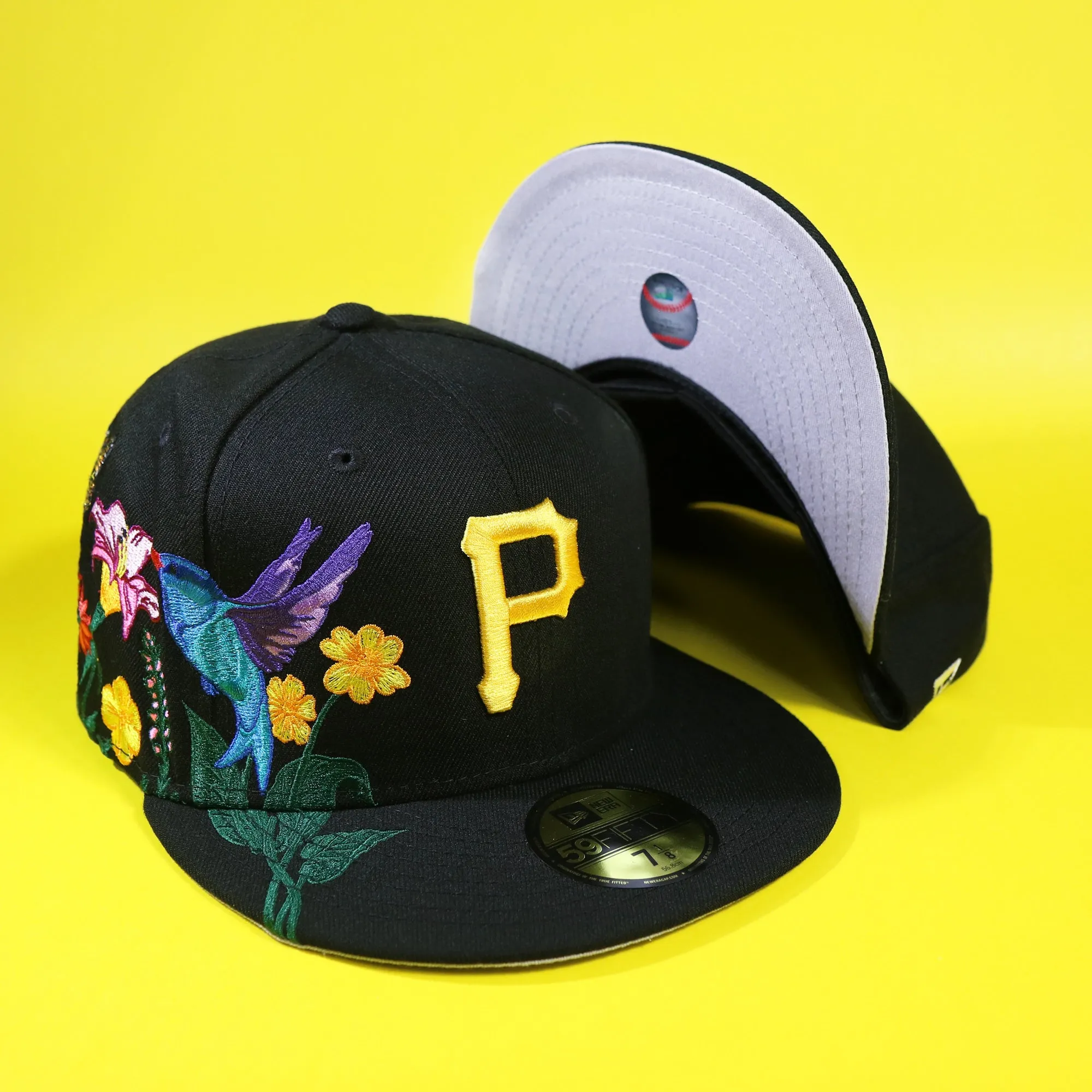 Pittsburgh Pirates Gray Bottom Bloom Spring Embroidery 59Fifty Fitted Cap | Black 59Fifty Cap