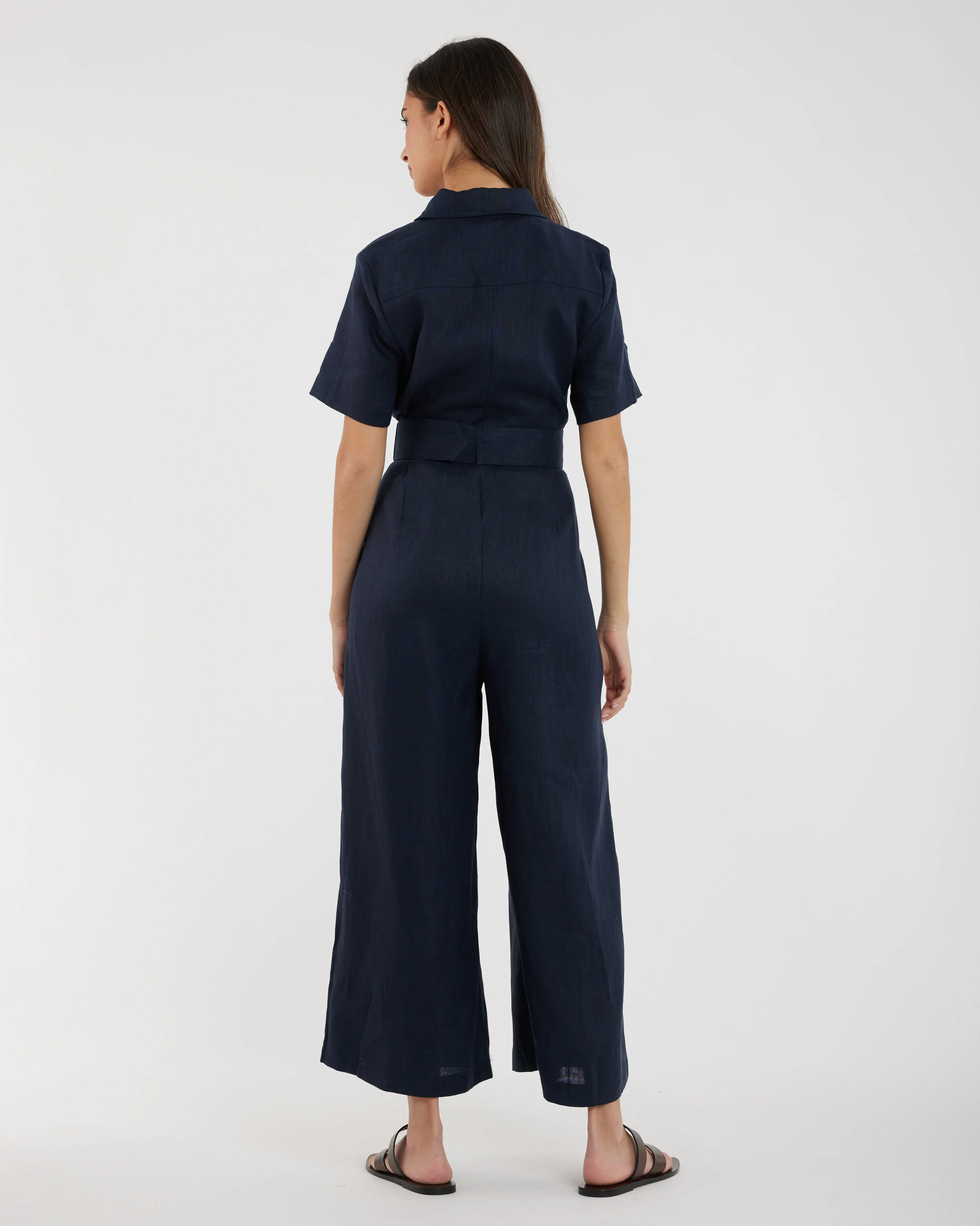 Portsea Linen Jumpsuit - Navy