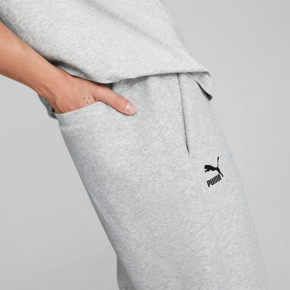 PUMA MEN'S TEAM FLEECE GREY TRACKPANTS