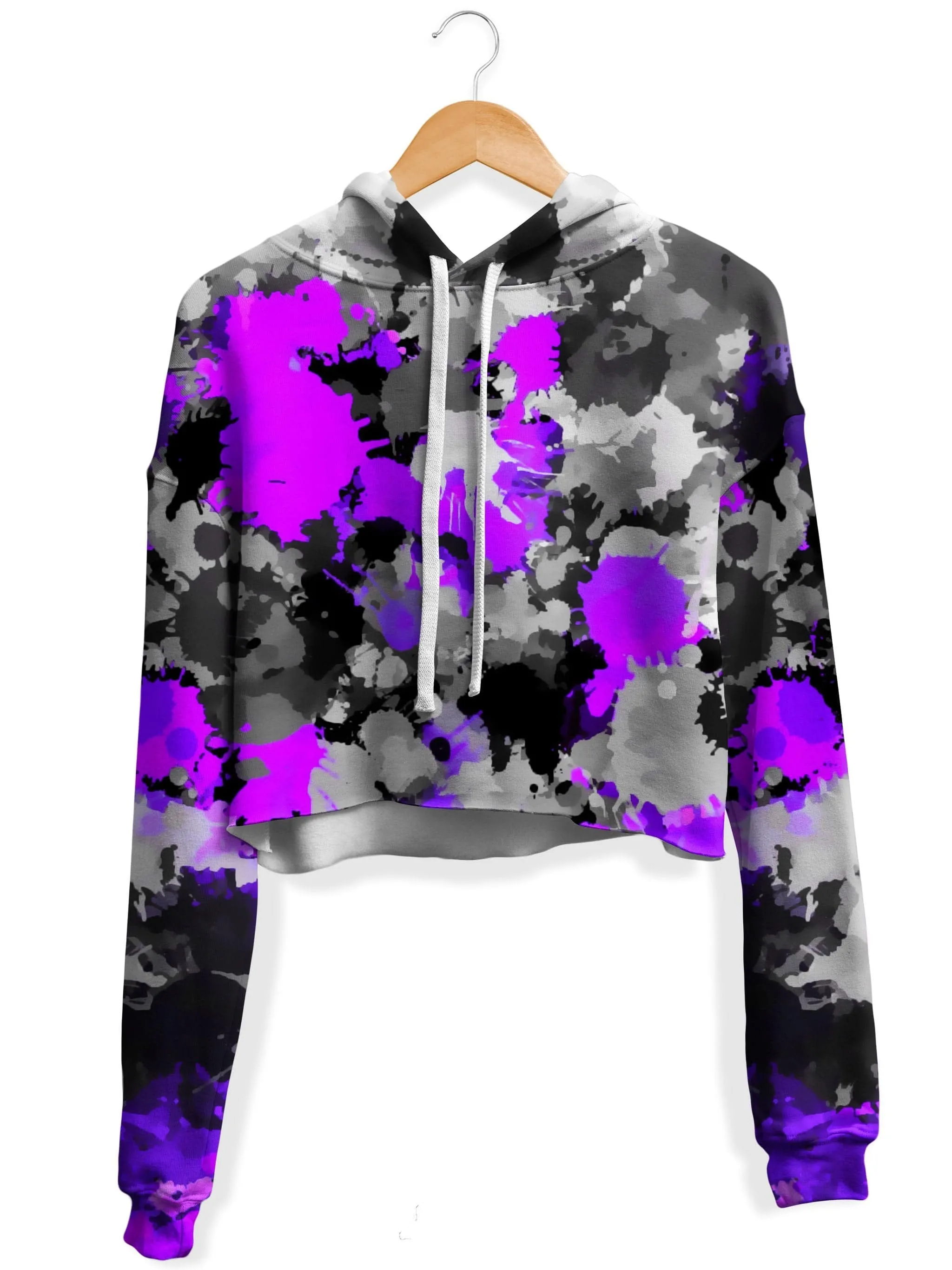 Purple Drip Fleece Crop Hoodie (Clearance)