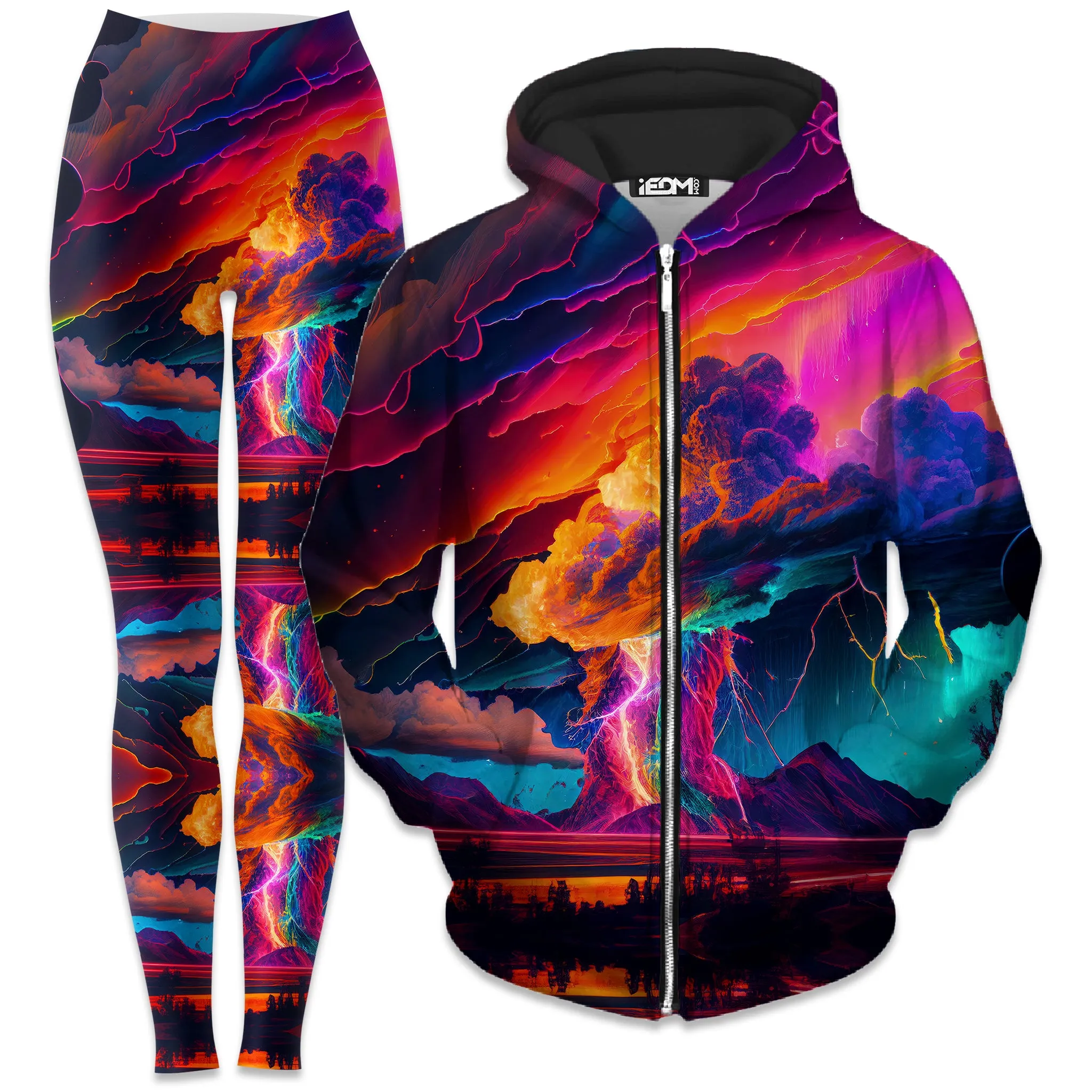 Rainbow Storm Zip-Up Hoodie and Leggings Combo