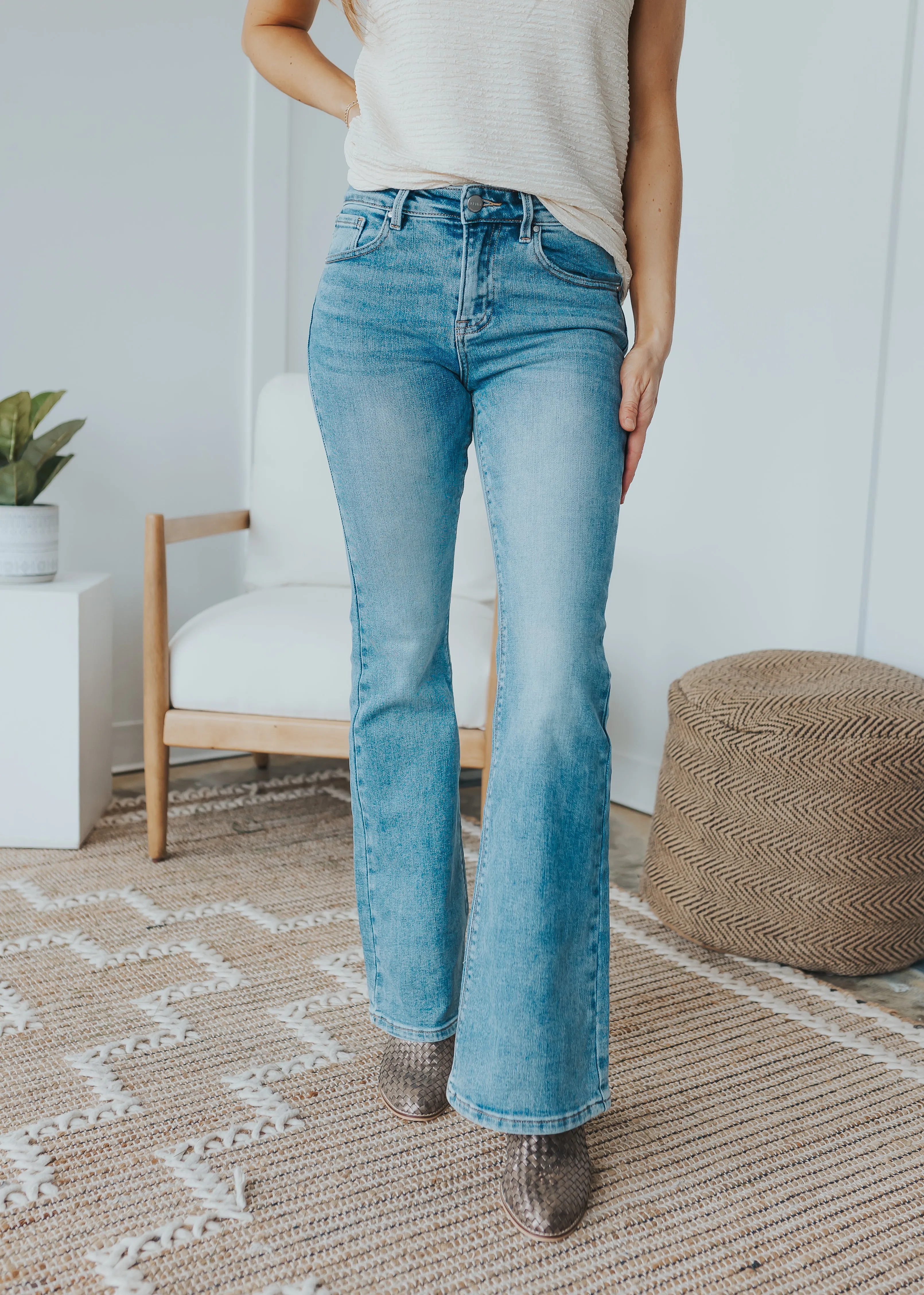 RISEN Mid Rise Flare Jeans