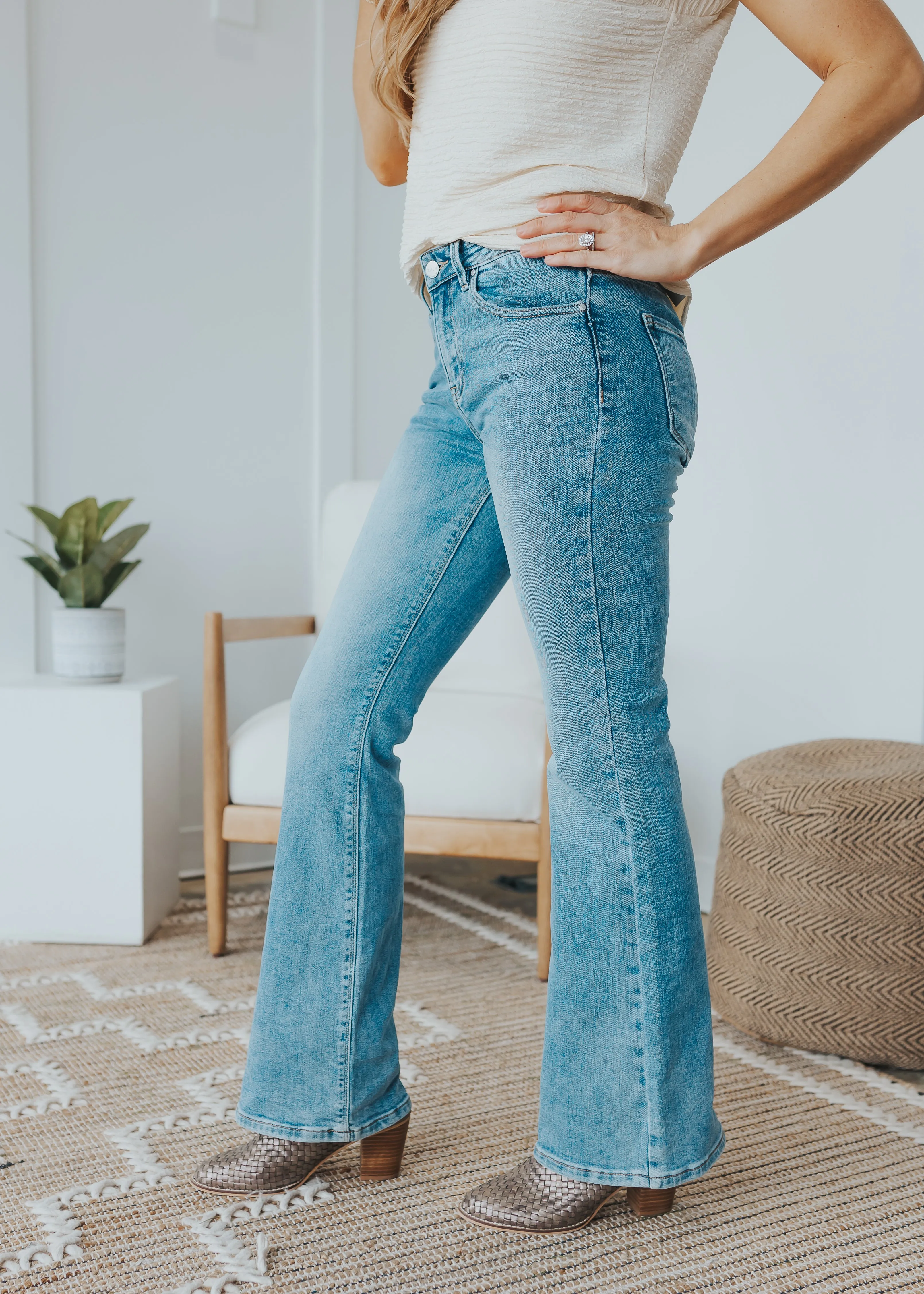 RISEN Mid Rise Flare Jeans