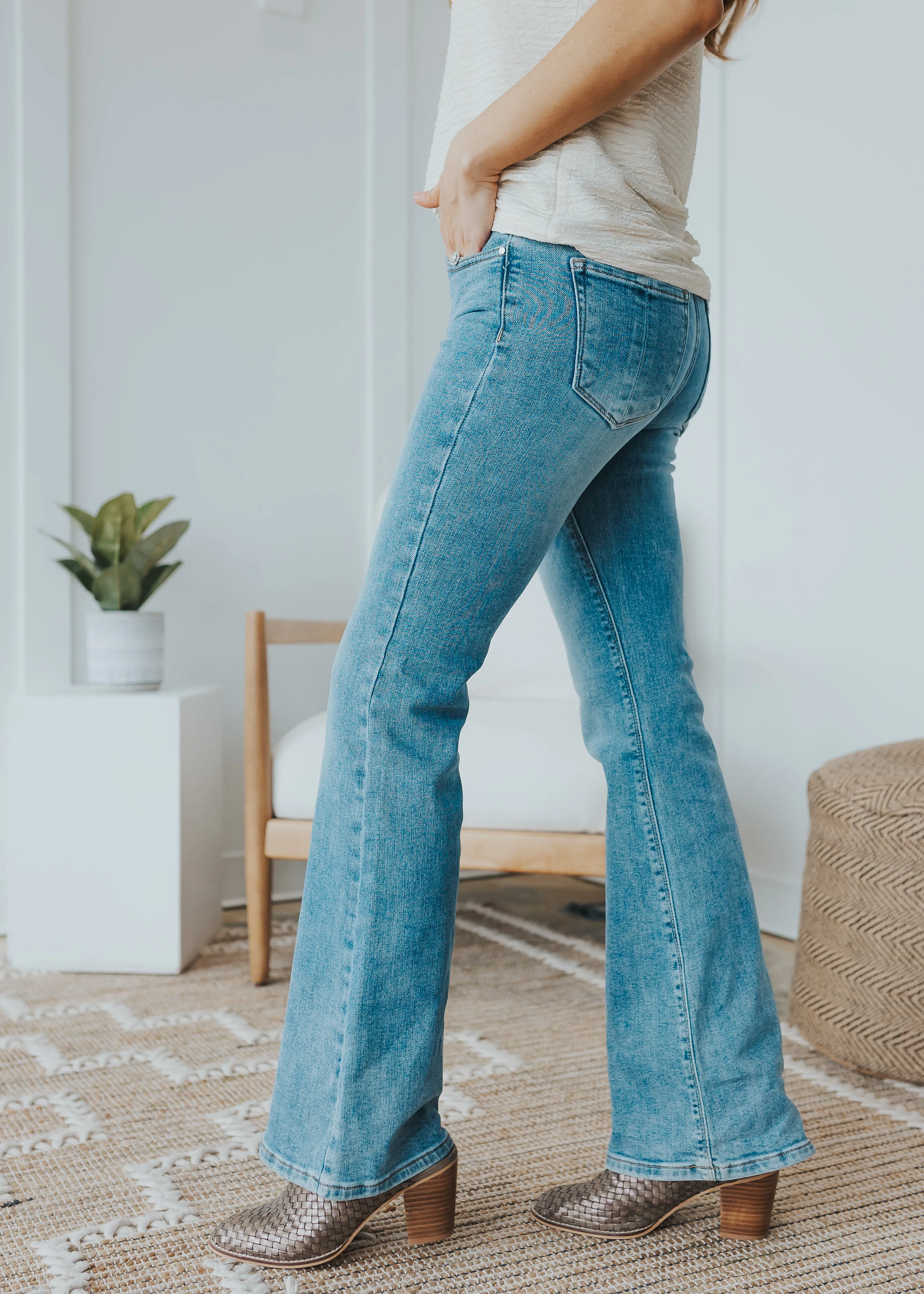 RISEN Mid Rise Flare Jeans