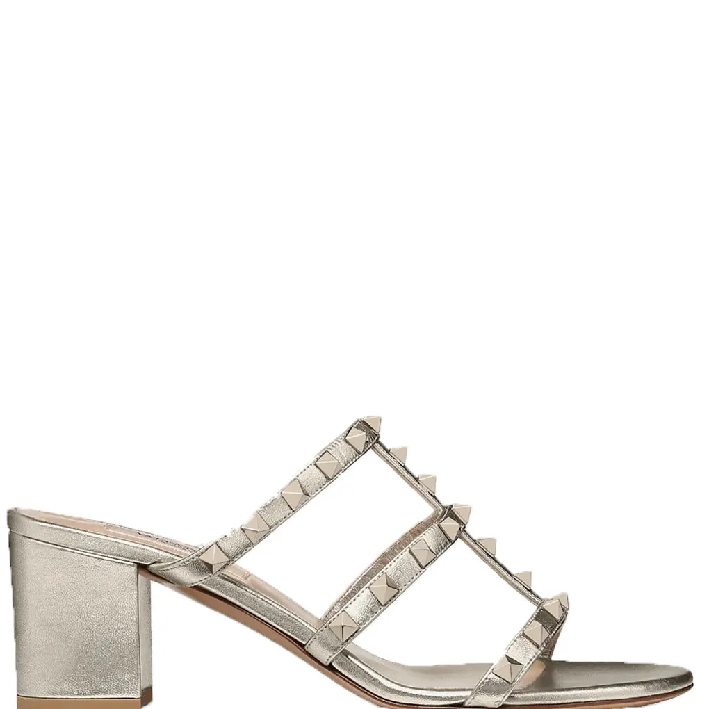 Rockstud Block Mule 60, Skin Metallic