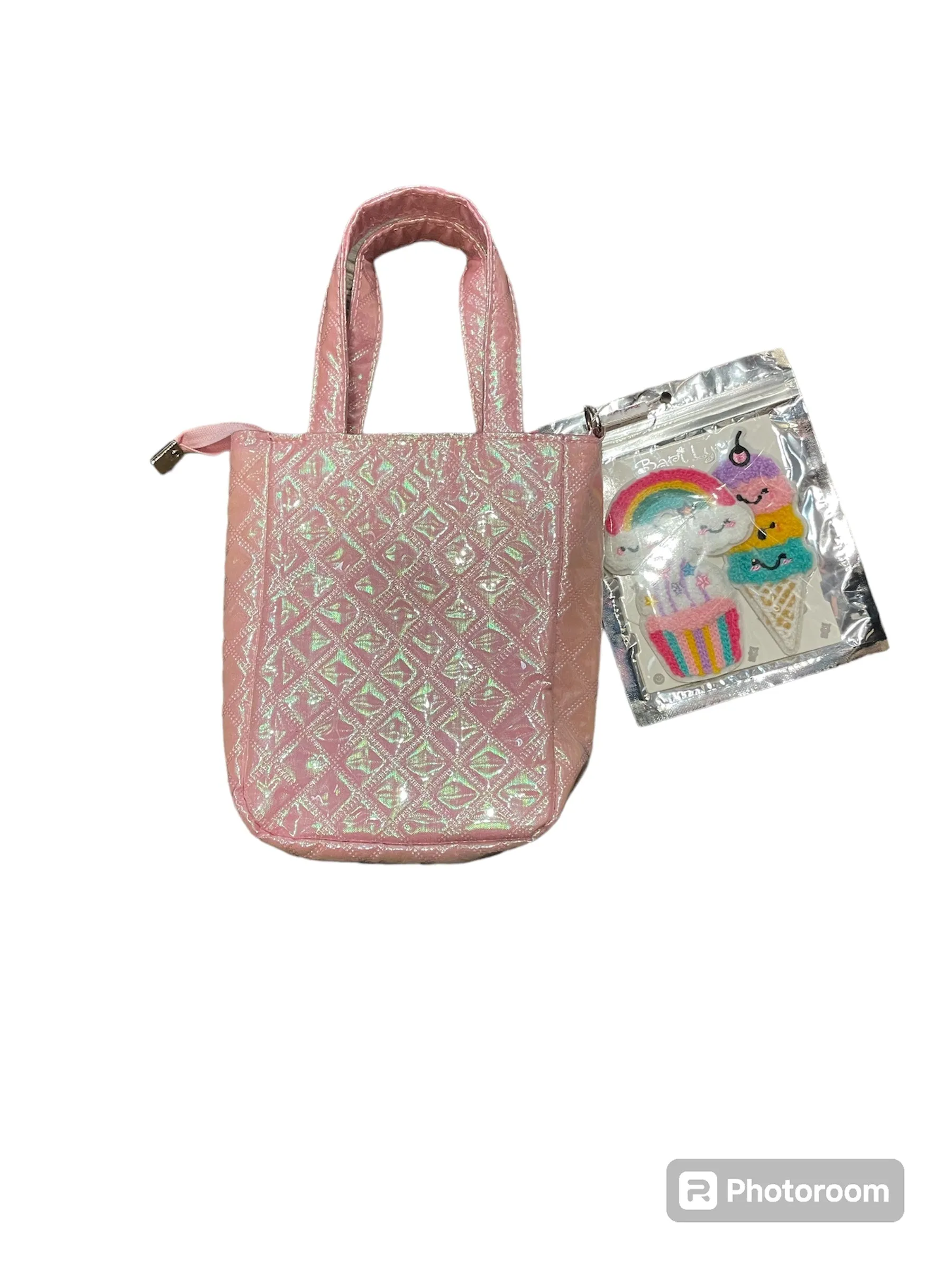 shimmer pink bag w/patch pack