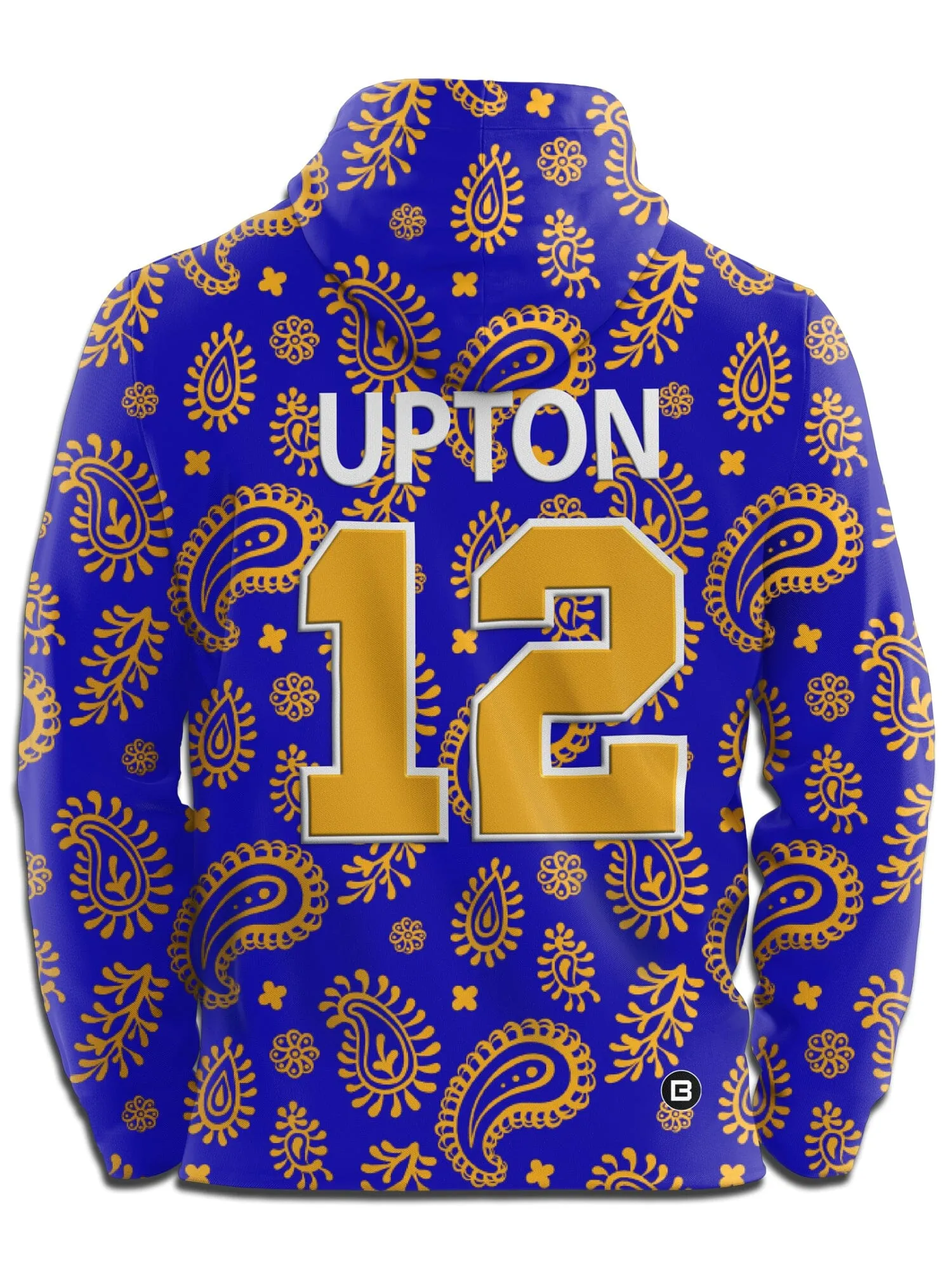 Slapshot Charlestown Chiefs Captain Johnny Upton #12 Blue Paisley Hoodie