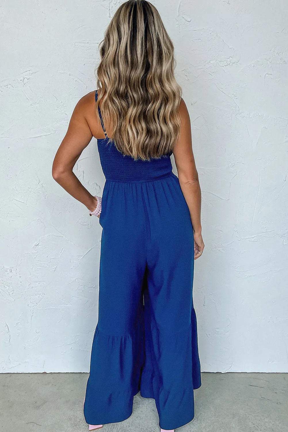 Smocked Wide Leg Jumpsuit