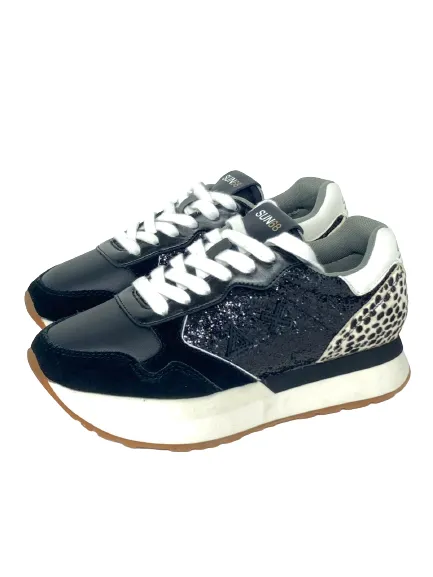 SNEAKERS NERE GLITTERATE Z42215 KELLY ANIMAL