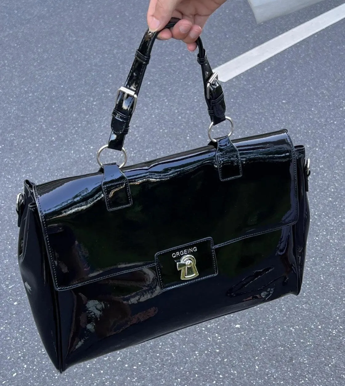 Stand Out with our Cool Patent Leather Female Briefcase Shoulder Laptop Bag for Women with Large Capacity