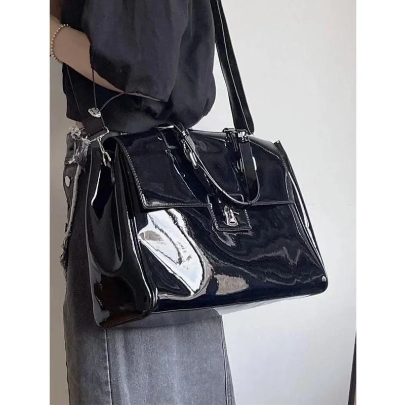 Stand Out with our Cool Patent Leather Female Briefcase Shoulder Laptop Bag for Women with Large Capacity