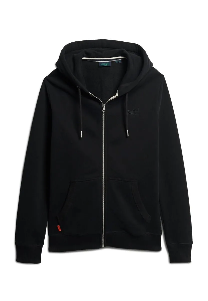 Superdry Essential Logo Zip Up Hooded Sweatshirts Black