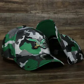 Throwback Philadelphia Eagles OnField NFL Summer Training 2022 39Thirty Camo FlexFit Cap | New Era Kelly Green