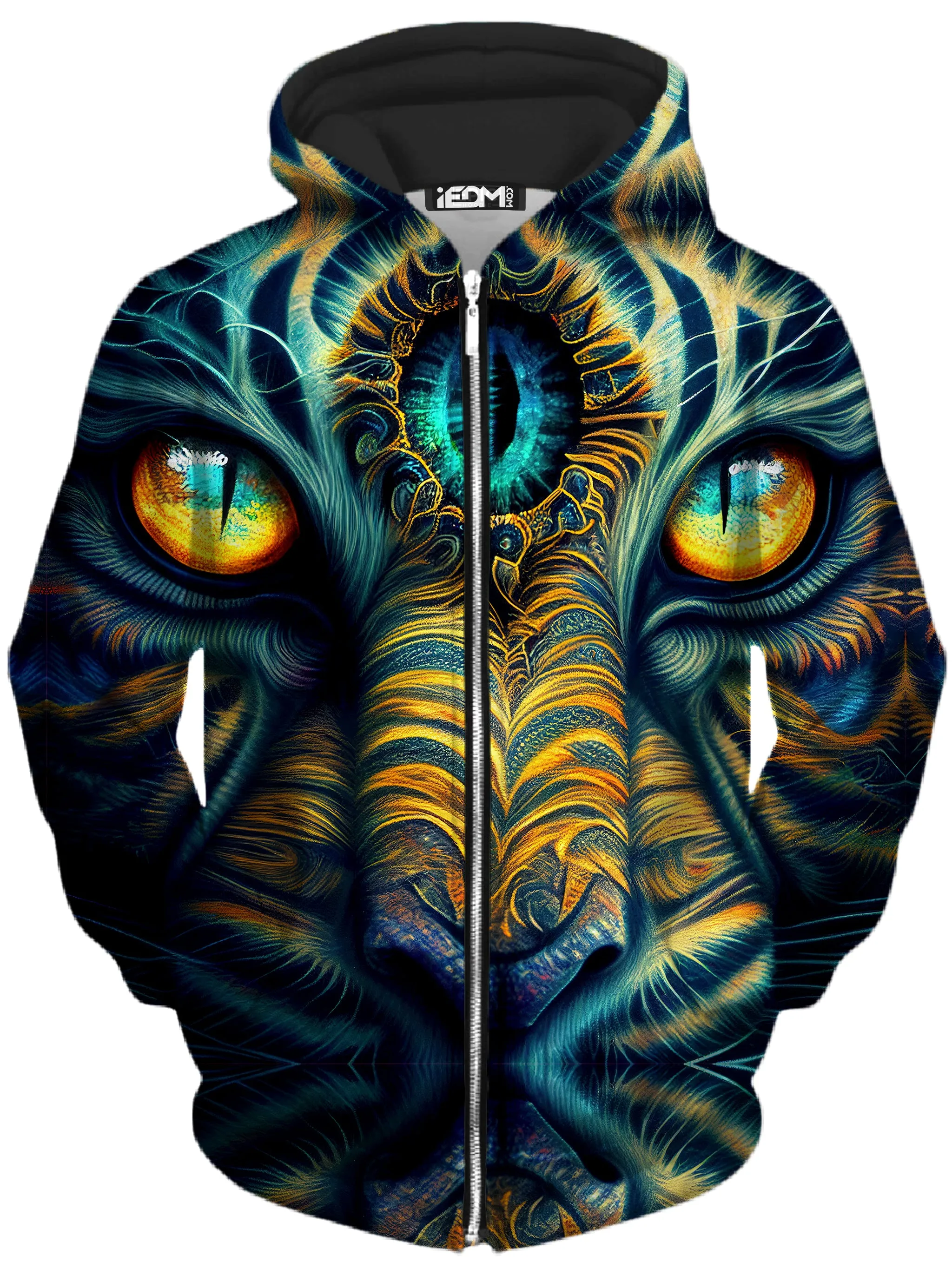 Tiger Eyes Psychedelic Zip-Up Hoodie and Leggings Combo