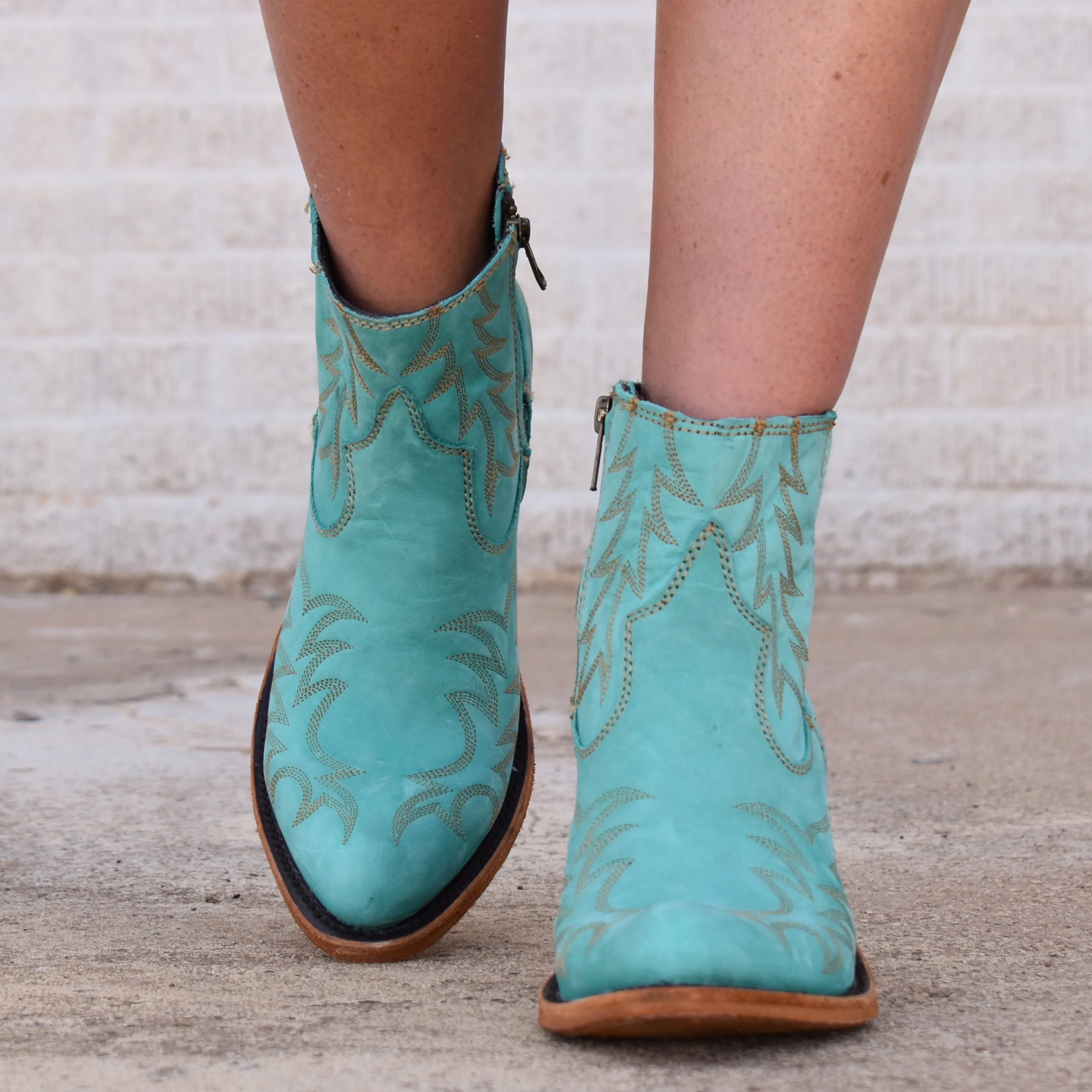 Tulia Turquoise Leather Bootie*