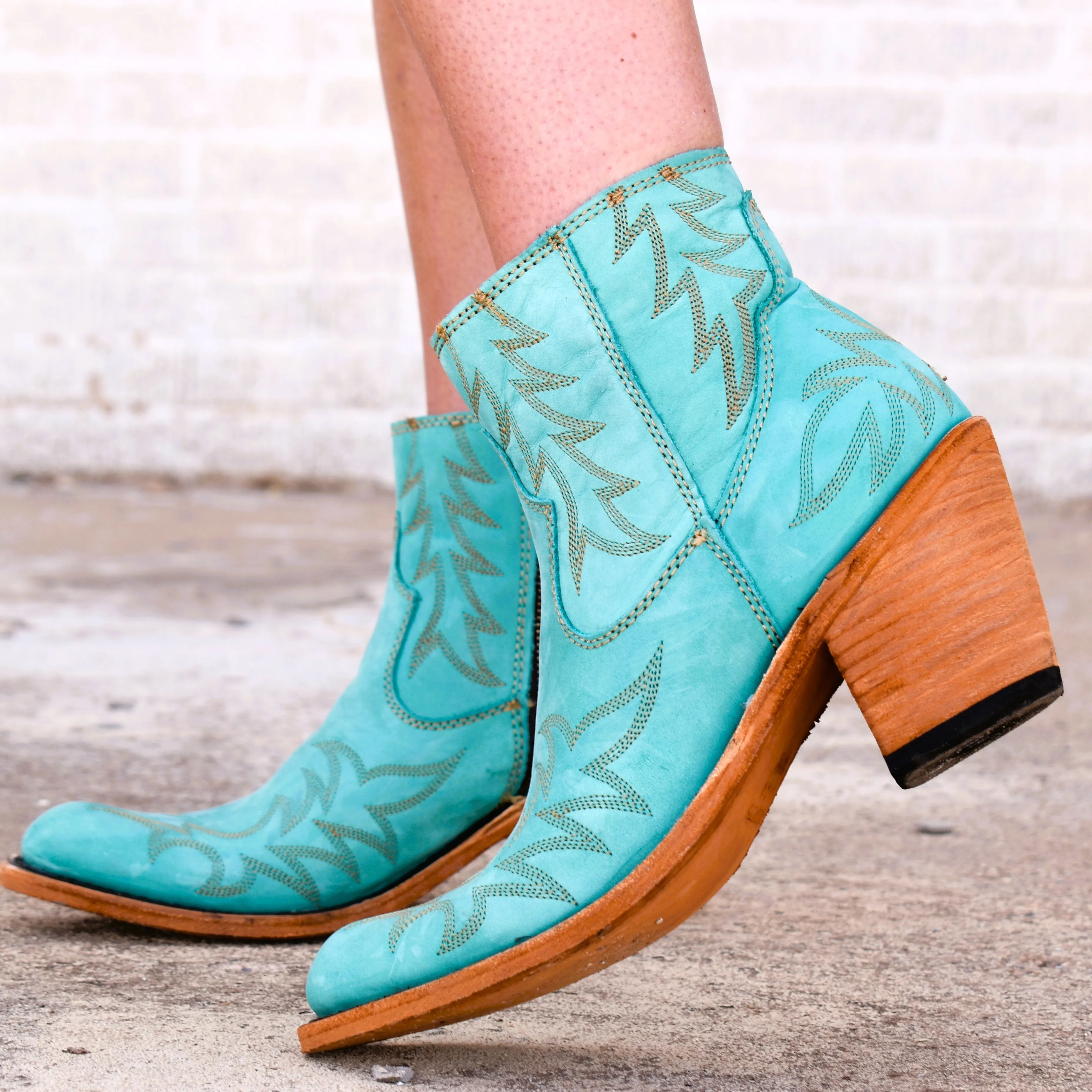 Tulia Turquoise Leather Bootie*