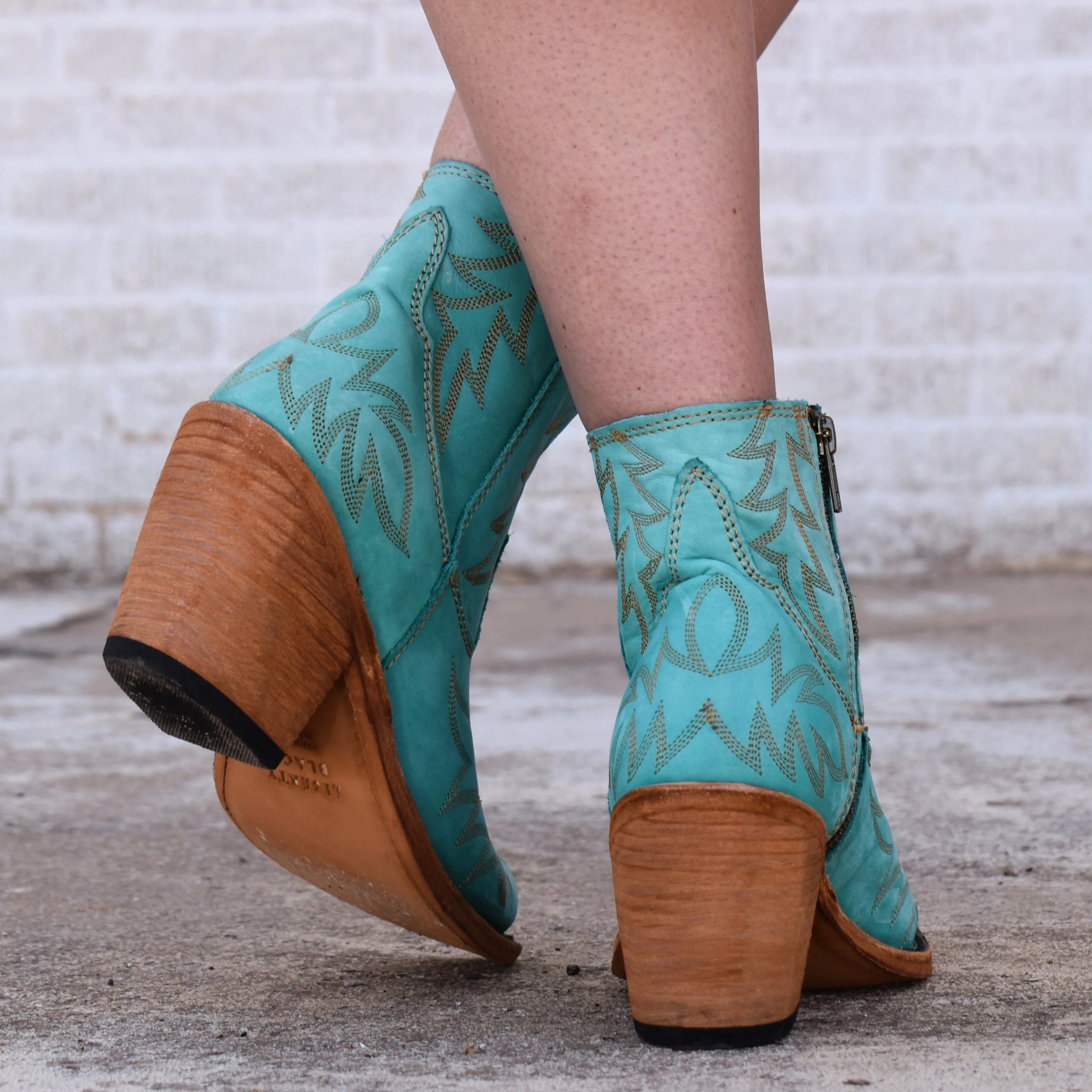 Tulia Turquoise Leather Bootie*