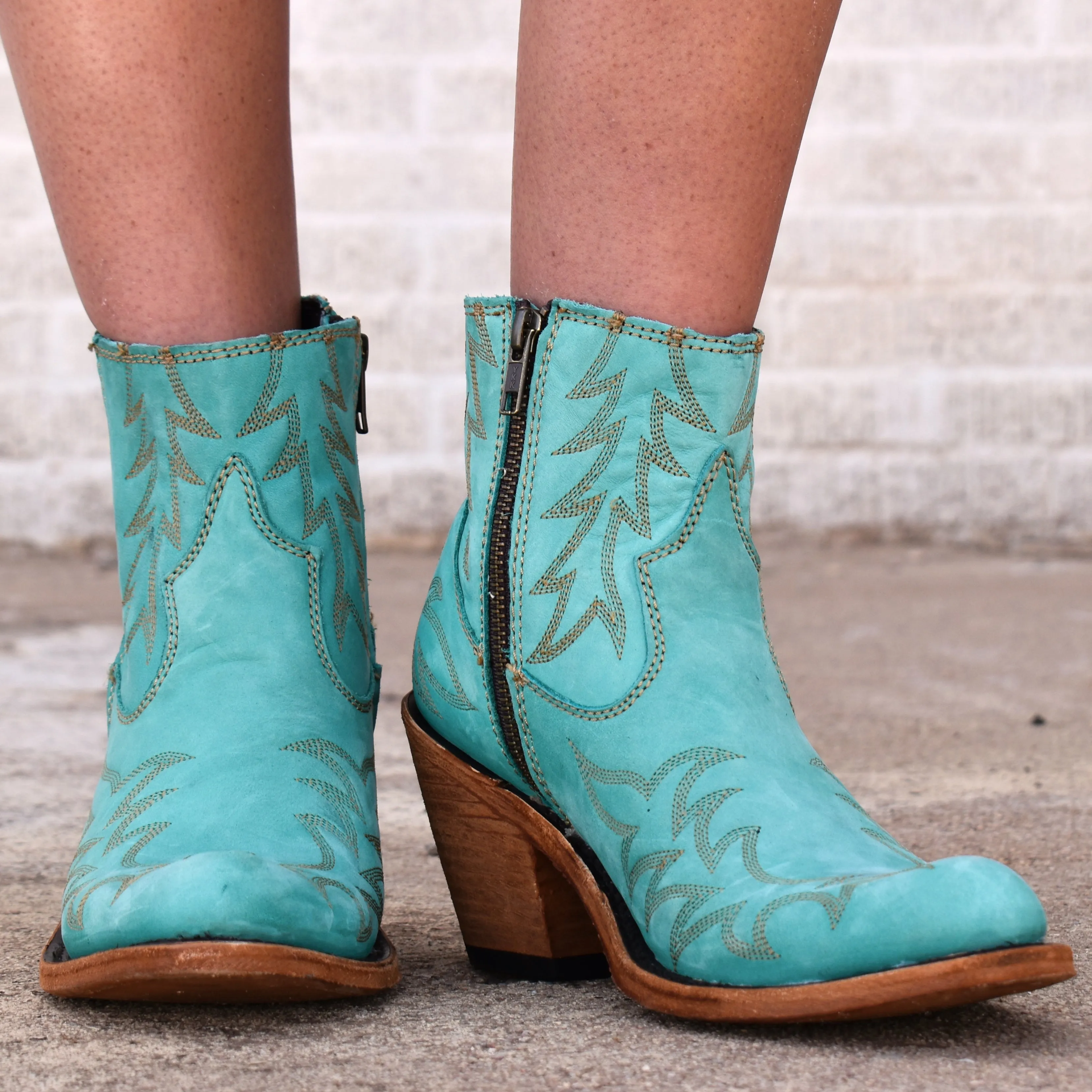 Tulia Turquoise Leather Bootie*