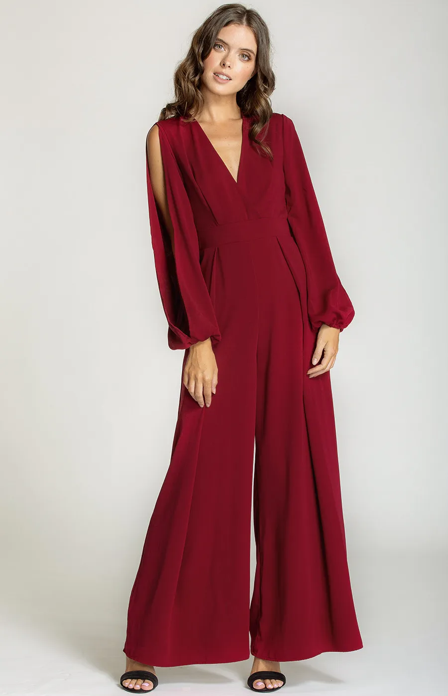 V-Neck Split Sleeve Jumpsuit (SJP310-2A) 