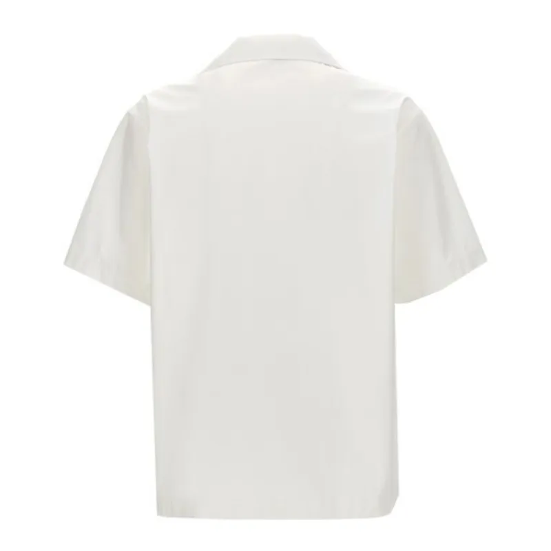 VALENTINO  |Plain Cotton Short Sleeves Band-collar Shirts Logo Luxury