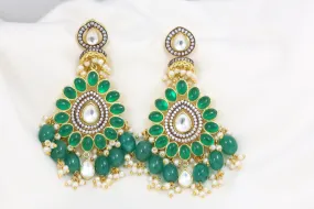 Victorian Kundan Chandbaali - Green