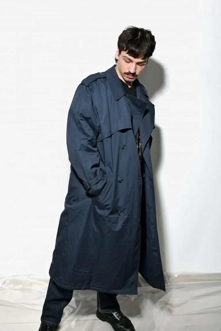 Vintage detective trench coat mens blue