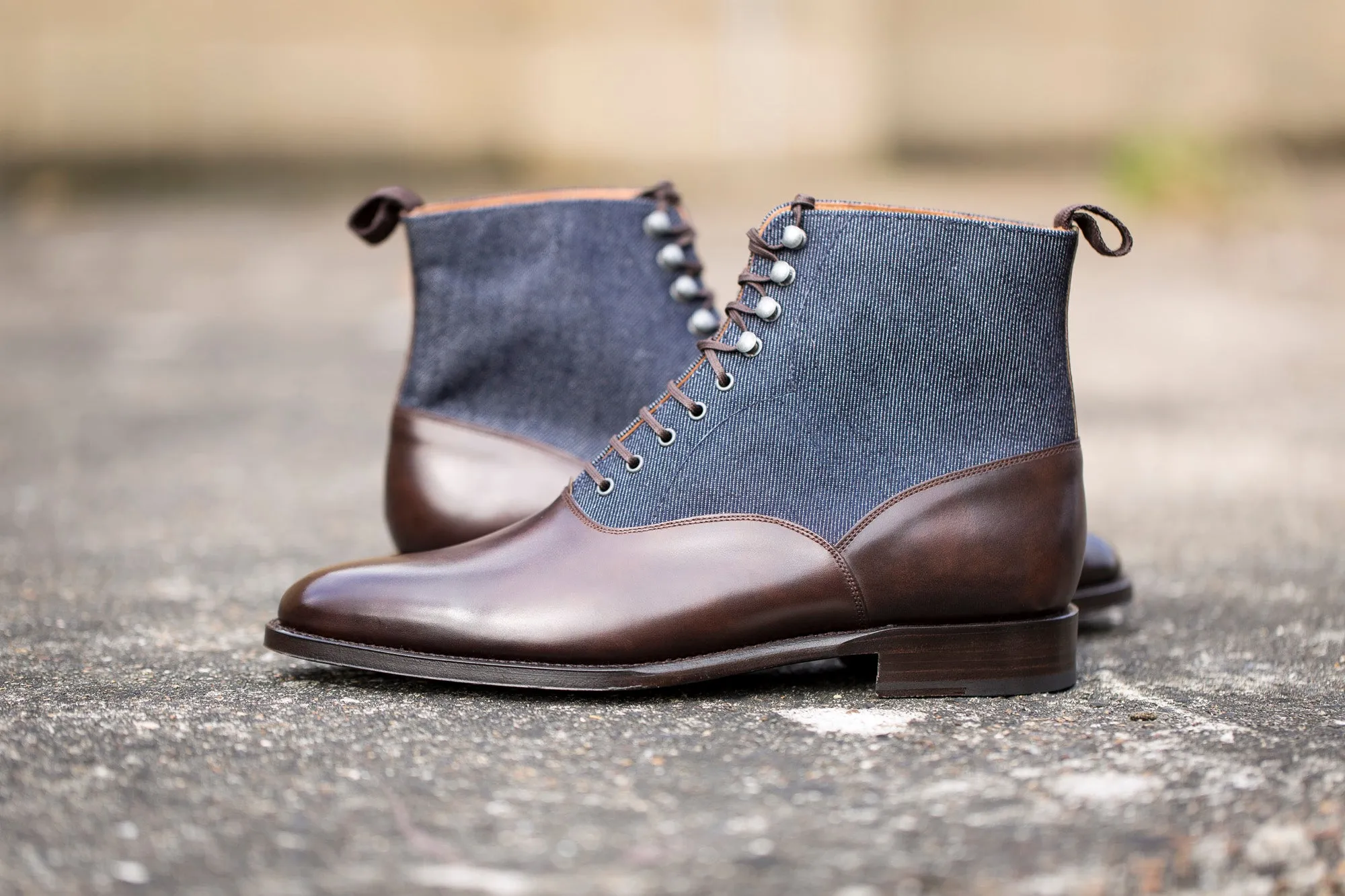 Wedgwood - MTO - Dark Brown Museum Calf / Denim - TMG Last - Single Leather Sole