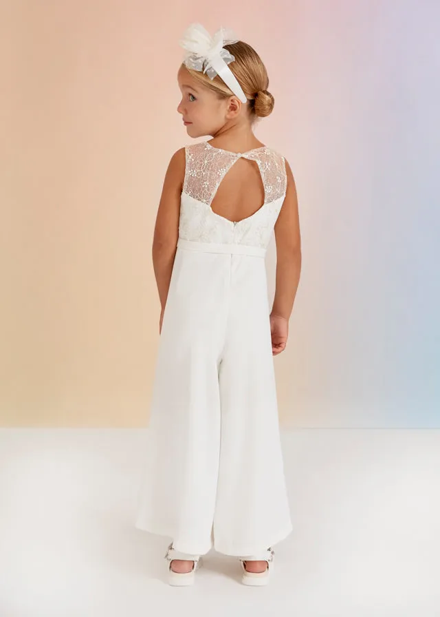 WHITE WIDE LEG JUMPSUIT GIRL  - White