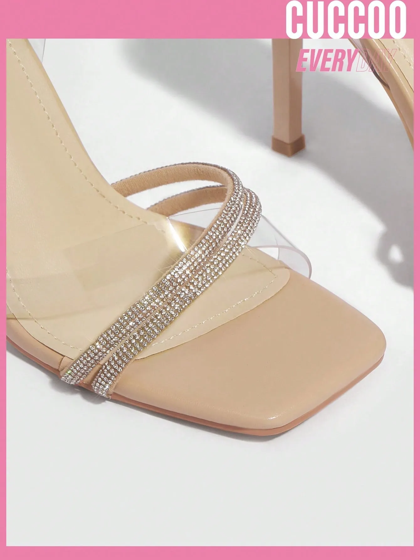 Woman Shoes Cross Strap High Heel Sandals Embellished With Rhinestones For Spring And Summer