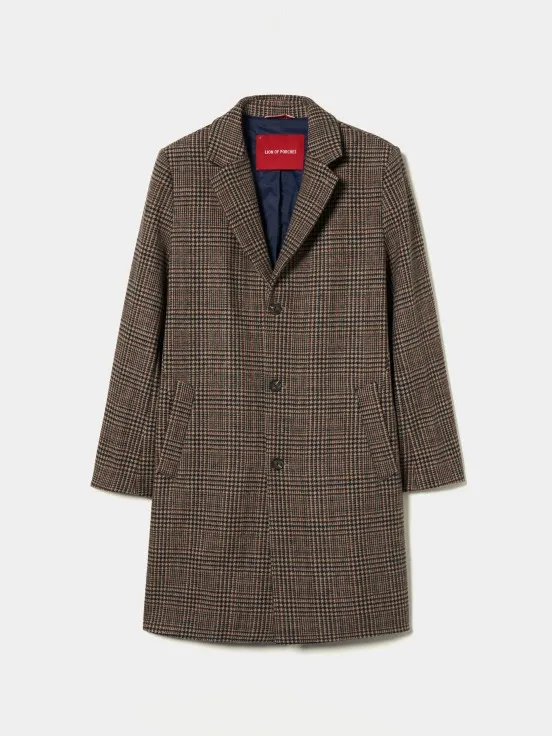 Wool blend pied de poule coat