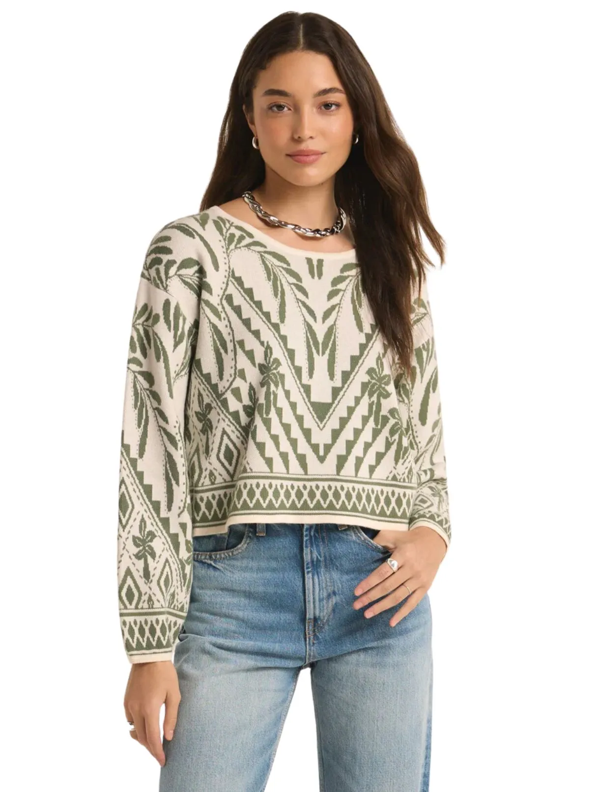 Z Supply Yeva Palm Green Sweater