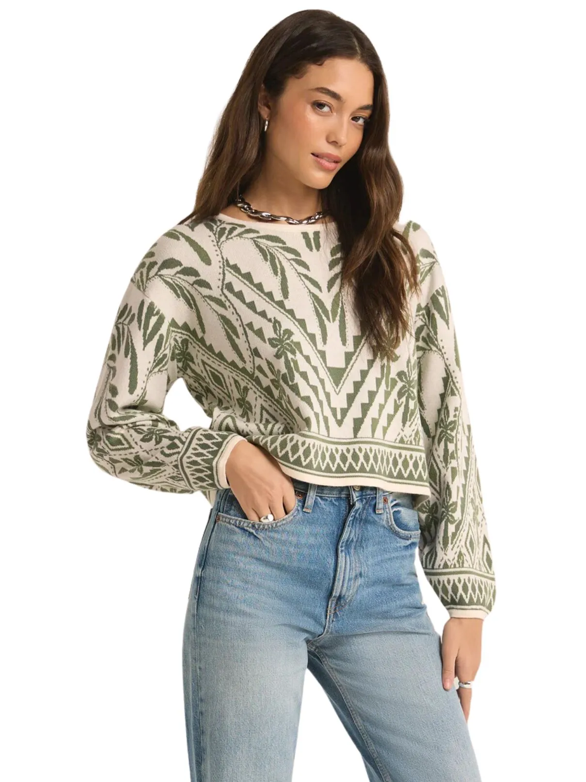 Z Supply Yeva Palm Green Sweater