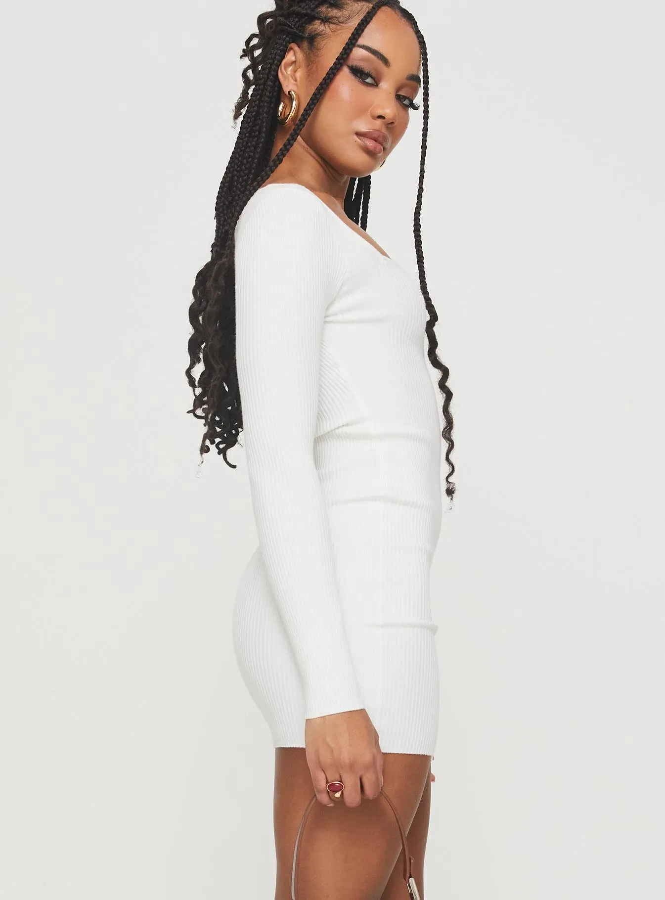 Zaatar Long Sleeve Mini Dress White